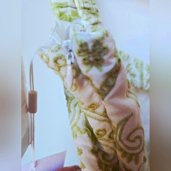 Endless Rose Green Pistachio Eyelet Embroidered White Cotton Maxi Dress Size M - Picture 14 of 16